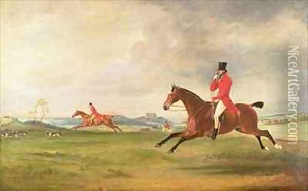 John 5th Duke of Rutland General Lord Charles Manners and General Lord Robert Manners Hunting Oil Painting - John Snr Ferneley