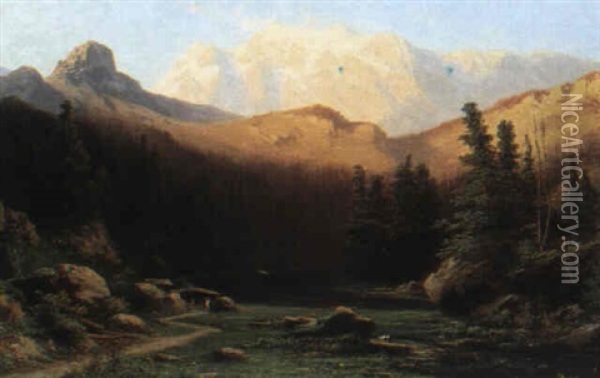 Lago Del Inferno In Der Valtellina Oil Painting - Giovanni Battista Lelli