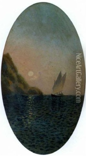 Sailing At Sunset Oil Painting - Emilios Prossalentis