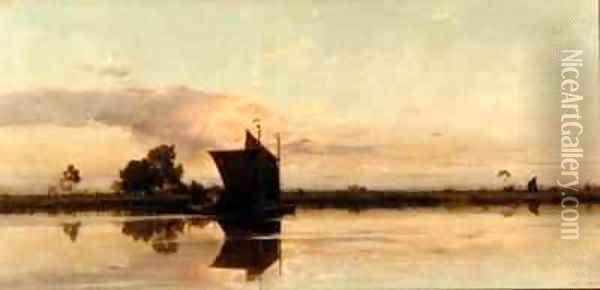 Evening on the Yare Oil Painting - Edward Henry Fahey