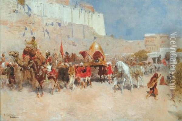 Wedding Procession, Jodhpore Oil Painting - Edwin Lord Weeks