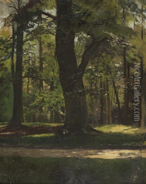 Waldlichtung Im Tiergarten Berlin Oil Painting - Jacob Nobbe