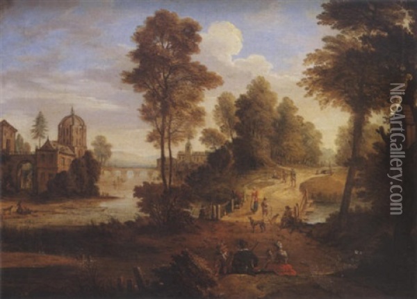 Vue D'une Forteresse Pres D'une Riviere Oil Painting - Pieter Rysbraeck