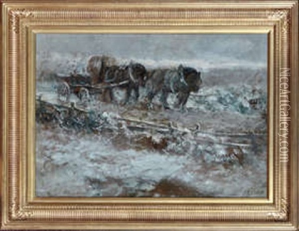 Caught In A Blizzard Oil Painting - John Falconar Slater