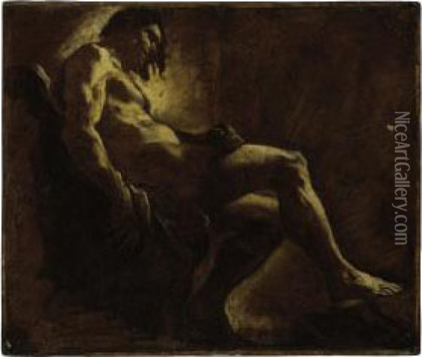 Study Of A Male Nude Oil Painting - Mattia Preti