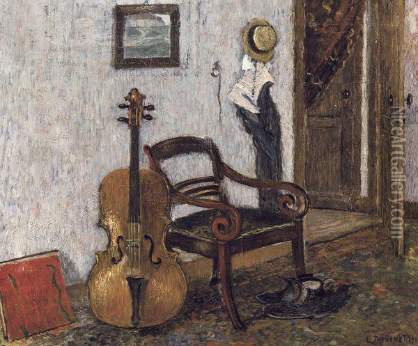 Interieur Avec Cello Oil Painting - Louis Thevenet