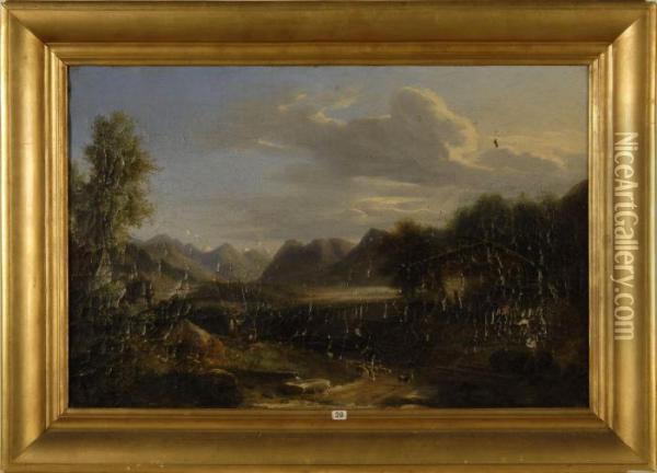 European Landscape. . Oil Painting - Jules Louis Phillipe Coignet