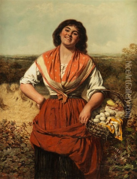 Junge Frau Mit Eierkorb Oil Painting - Edwin Thomas Roberts