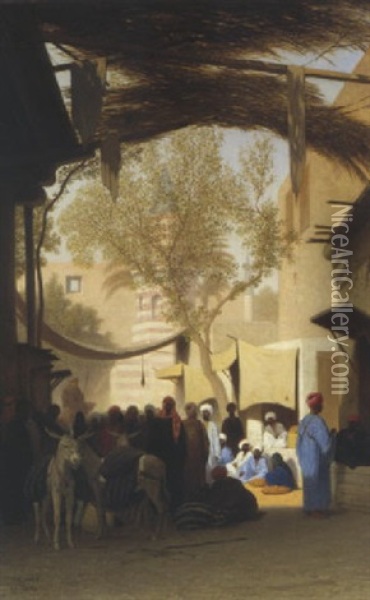 L'entree Du Souk Au Caire Oil Painting - Charles Theodore (Frere Bey) Frere
