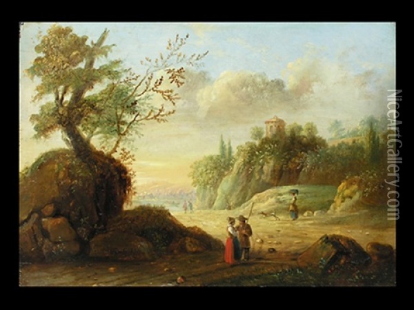 Seelandschaft Mit Figurenstaffage Oil Painting - Jean-Baptiste Leprince