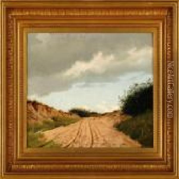 A Road Oil Painting - Otto Haslund