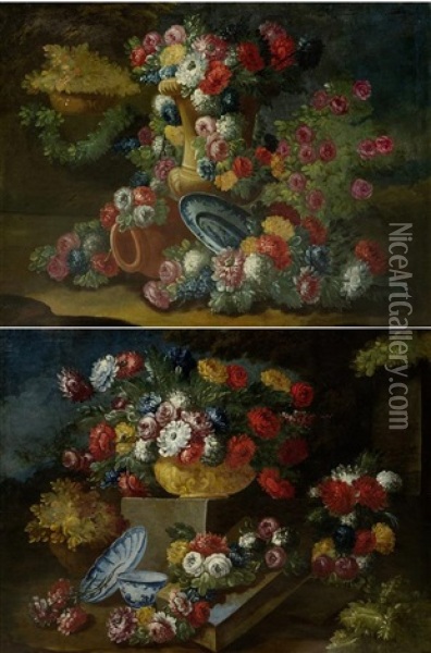 Blumenbouquets (pair) Oil Painting - Gasparo Lopez
