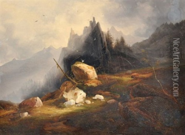 Hochgebirgslandschaft Oil Painting - Ferdinand Zschaeck