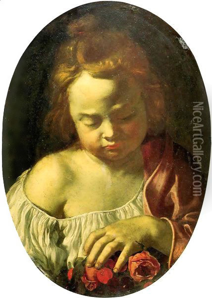 Girl with Roses Oil Painting - Gentile Da Fabriano