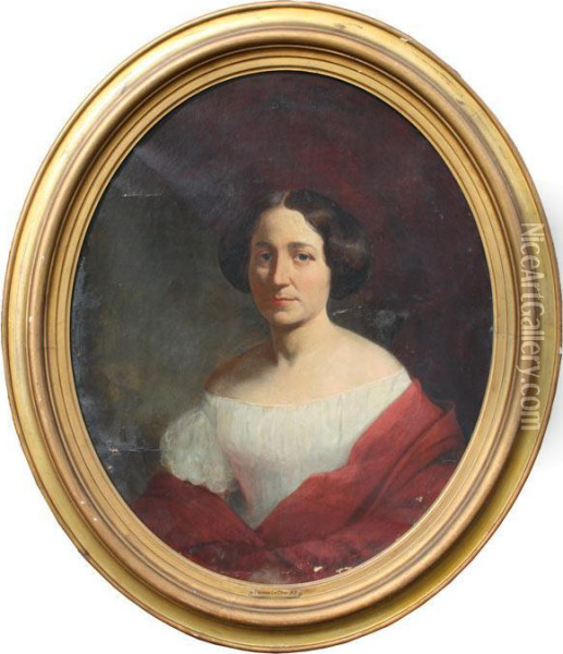 Portrait Of Aunt Lydia Sprague Oil Painting - Thomas Leclear