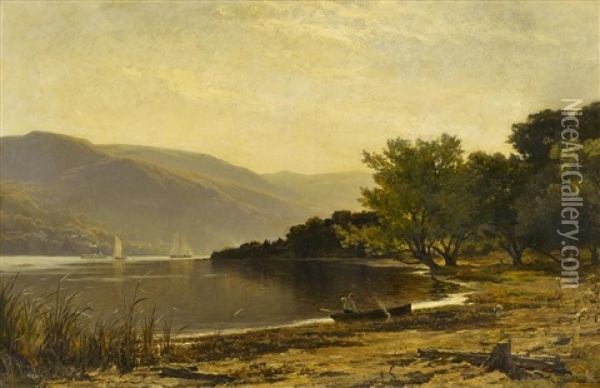 Am Ufer Eines Gebirgssees In Der Schweiz Oil Painting - Charles Edouard du Bois