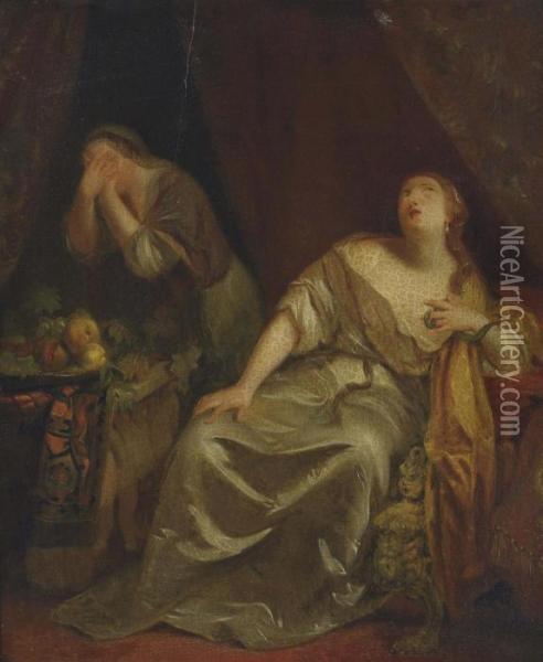 The Death Of Cleopatra Oil Painting - Caspar Netscher
