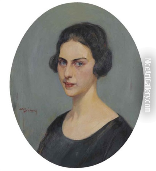 Portrait Of A Woman Oil Painting - Nicolas Lytras