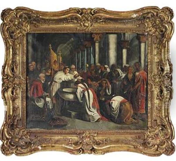 Efter Erobringen Af Granada Dober De Kristne Maurerne Under Tvang Oil Painting - Edwin Long