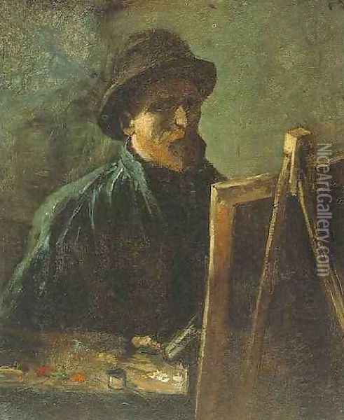 Self Portrait With Dark Felt Hat At The Easel Oil Painting - Vincent Van Gogh