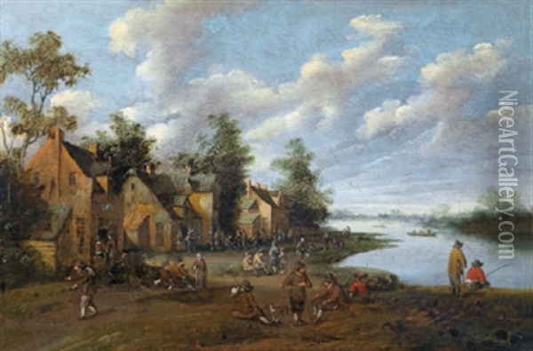 Flusslandschaft Mit Figurenstaffage Oil Painting - Cornelis Droochsloot