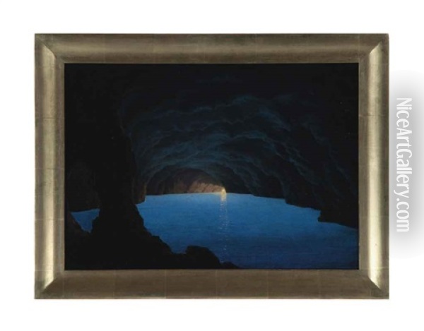 Grotto Azuri, Capri Oil Painting - Carl Johann Neumann