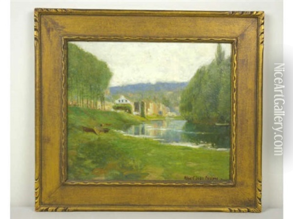 River Bank Oil Painting - Albert Jean Adolphe