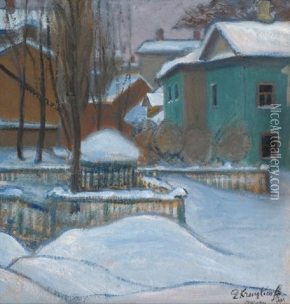 View Of Moscow Under Snow Oil Painting - Elizaveta Sergeevna Kruglikova