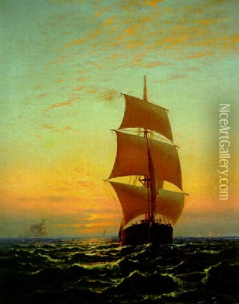 Sailing At Sunset Oil Painting - Francis Augustus Silva