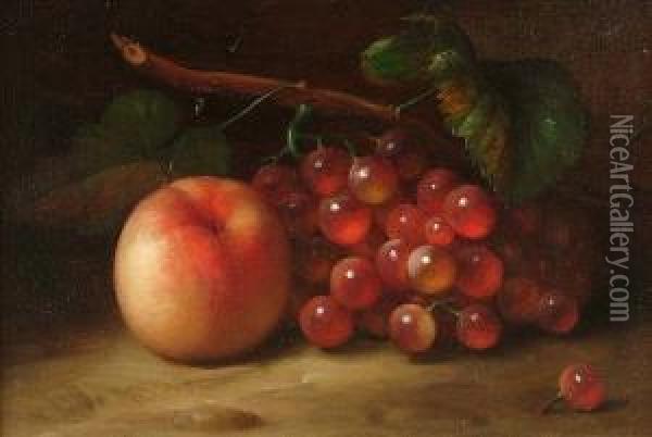 A Still Life Of Grapes And An Apple Oil Painting - George Henry Hall