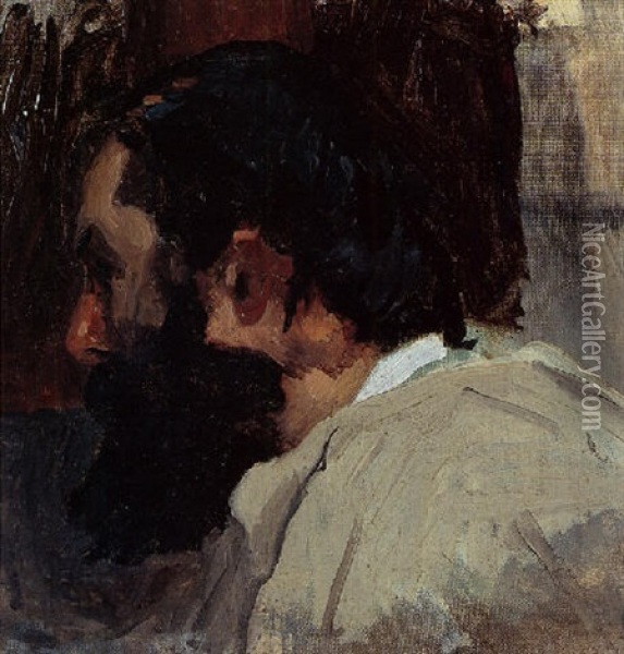 A Student's Head Oil Painting - Thomas Eakins