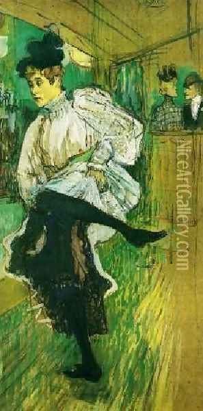 Jane Avril Dancing Oil Painting - Henri De Toulouse-Lautrec