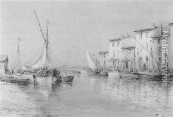 Harbour Scene Oil Painting - Henri Malfroy-Savigny