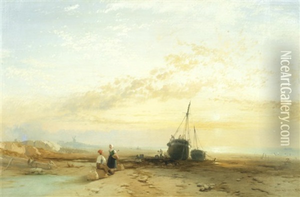 The Shore At Little Hampton Oil Painting - James Baker Pyne