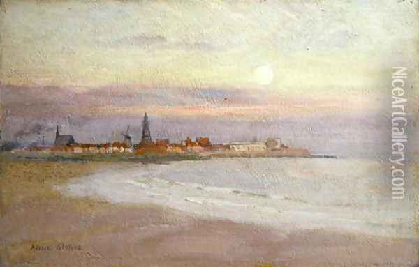 Village in Friesland, 1900 Oil Painting - Adrian Scott Stokes