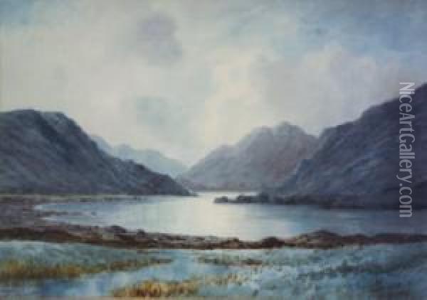 Lake And Mountain Landscape Oil Painting - Douglas Alexander