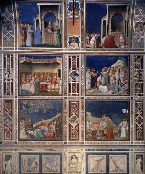 Scenes with decorative bands Oil Painting - Giotto Di Bondone