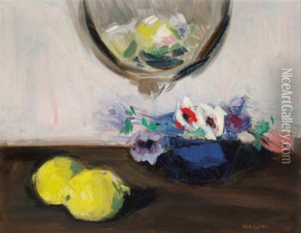 Still Life Of Anemones And Lemons Oil Painting - Francis Campbell Boileau Cadell
