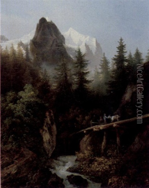 Landschaft In Den Hochalpen Oil Painting - Rudolf Volmar