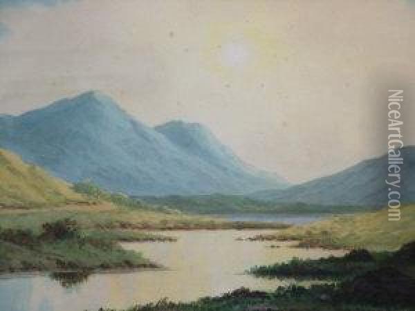 Highland Loch Scene Oil Painting - Douglas Alexander