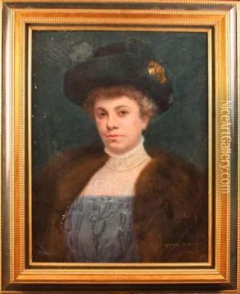 Portrait De Dame Oil Painting - Marie-Gabriel Biessy