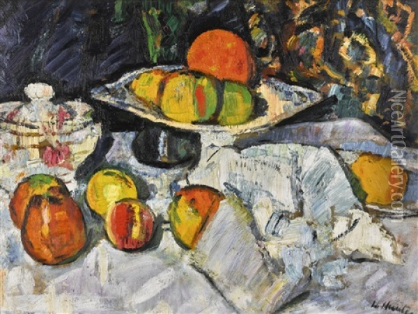 Still Life Of Apples Oil Painting - George Leslie Hunter