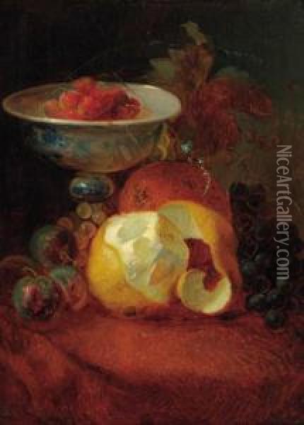 A Still Life With A Pealed Lemon Oil Painting - Jean-Baptiste Robie