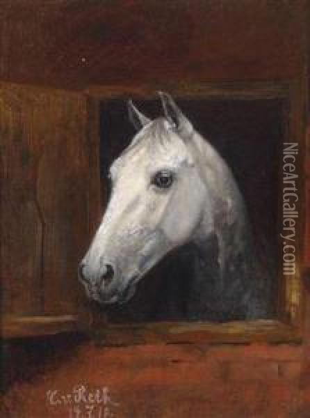Portrait Of A Grey Oil Painting - Caspar Von Reth