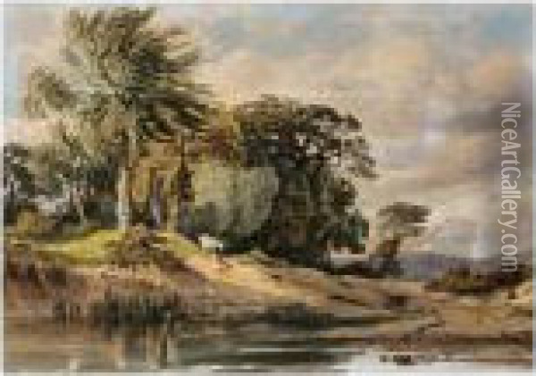 A Horse By A Flooded Track Oil Painting - George Arthur Fripp