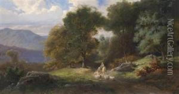 Seascape With Shepherdess On Her Way Home Oil Painting - Paul Gottlieb Weber