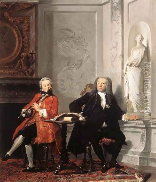 Jeronimus Tonneman And His Son 1736 Oil Painting - Cornelis Troost