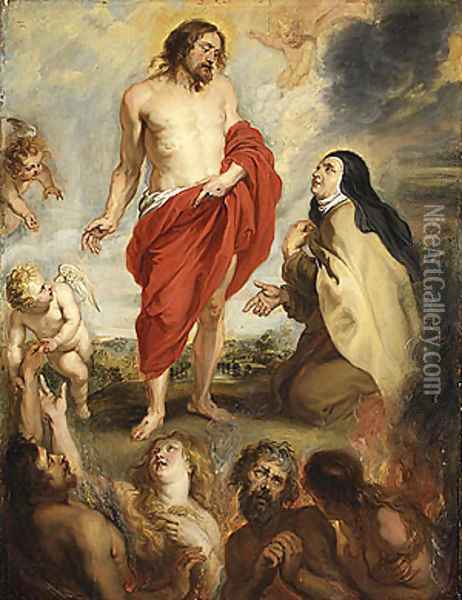 Saint Teresa of Interceding for Souls in Purgatory Oil Painting - Peter Paul Rubens