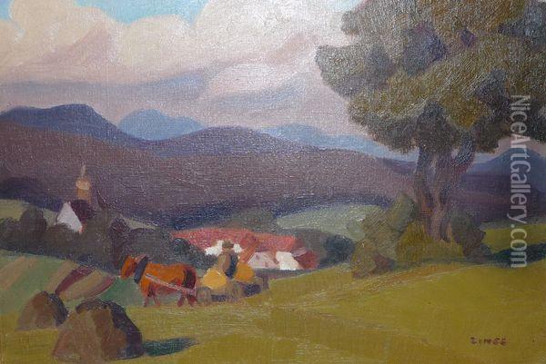 Le Village De Champey Oil Painting - Jules Emile Zingg