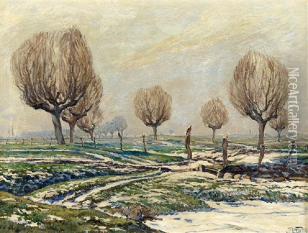 Wintermorgen Oil Painting - Josef Mangold